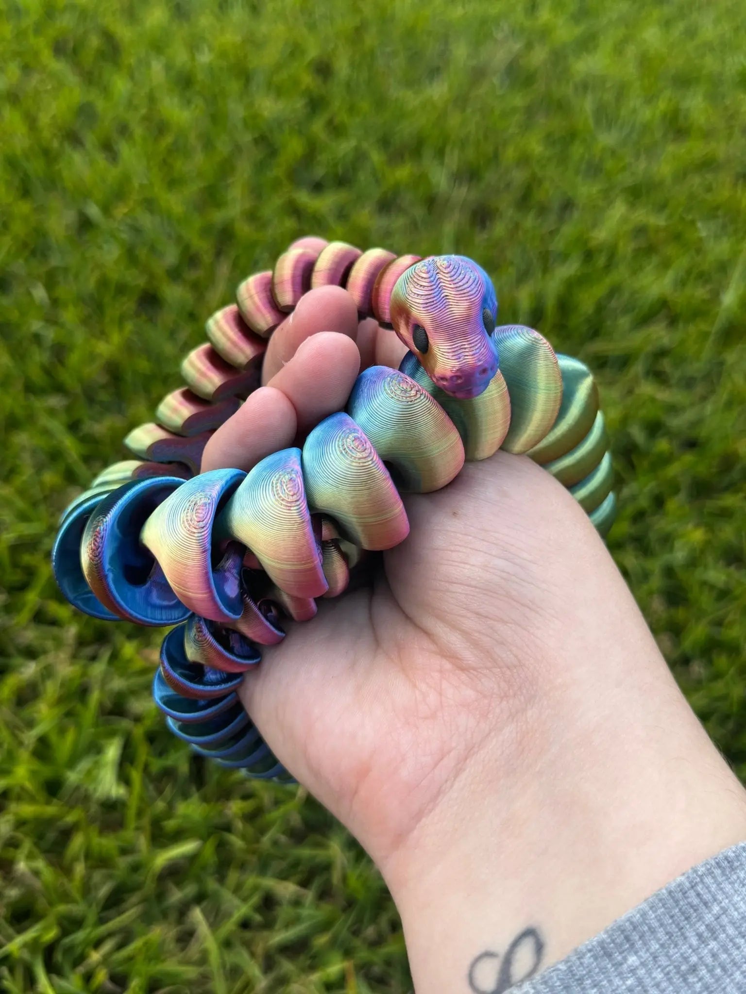 Color Shift Snake 3D Printed Fidget Toy | Large Reptile Sensory Toy by Mushroom Lady Co, paper gift detail photo 9