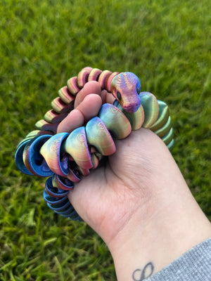 Color Shift Snake 3D Printed Fidget Toy | Large Reptile Sensory Toy by Mushroom Lady Co, paper gift detail photo 9
