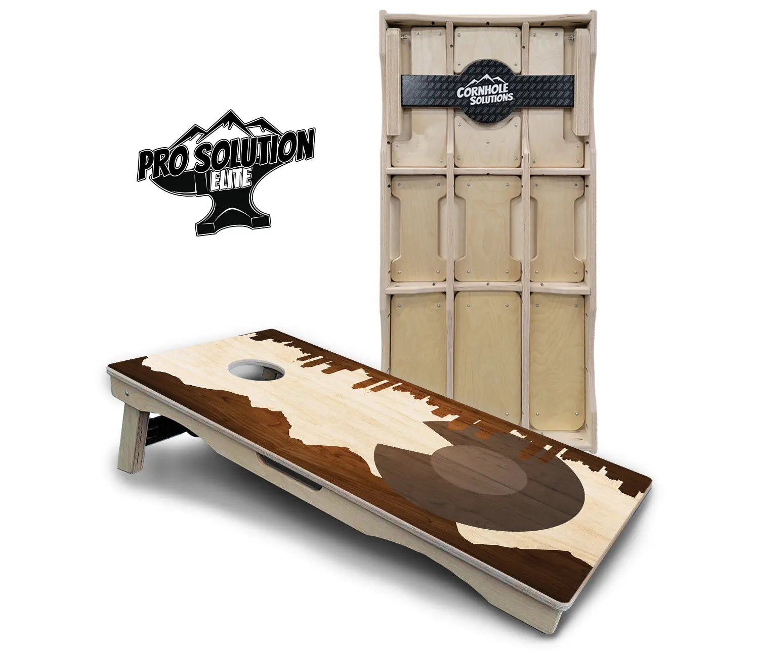 Colorado Wood Skyline Cornhole Boards - Pro Solution Elite Series by Cornhole Solutions, custom cornhole board main product photo