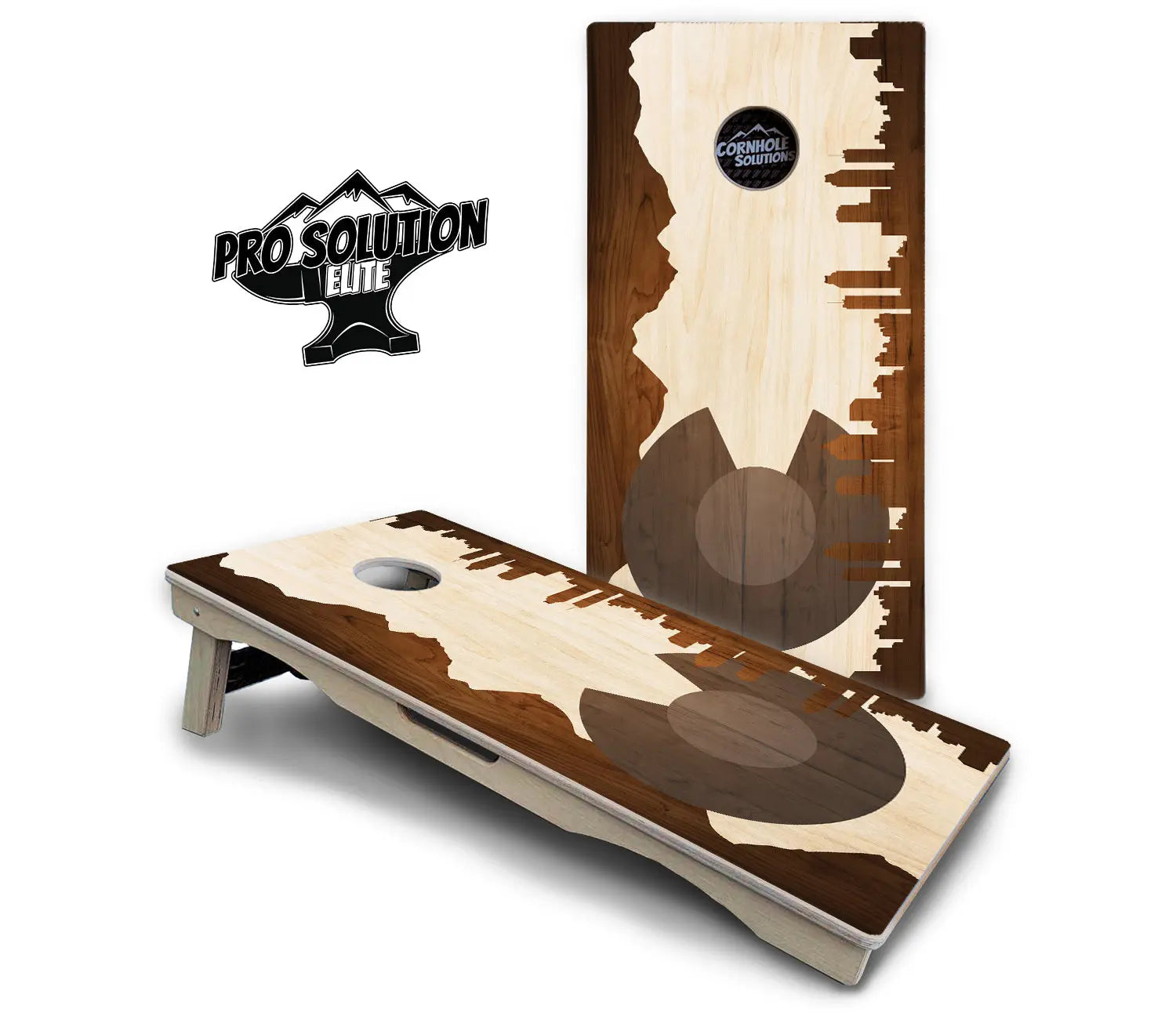 Colorado Wood Skyline Cornhole Boards - Pro Solution Elite Series by Cornhole Solutions, custom cornhole board detail photo 2