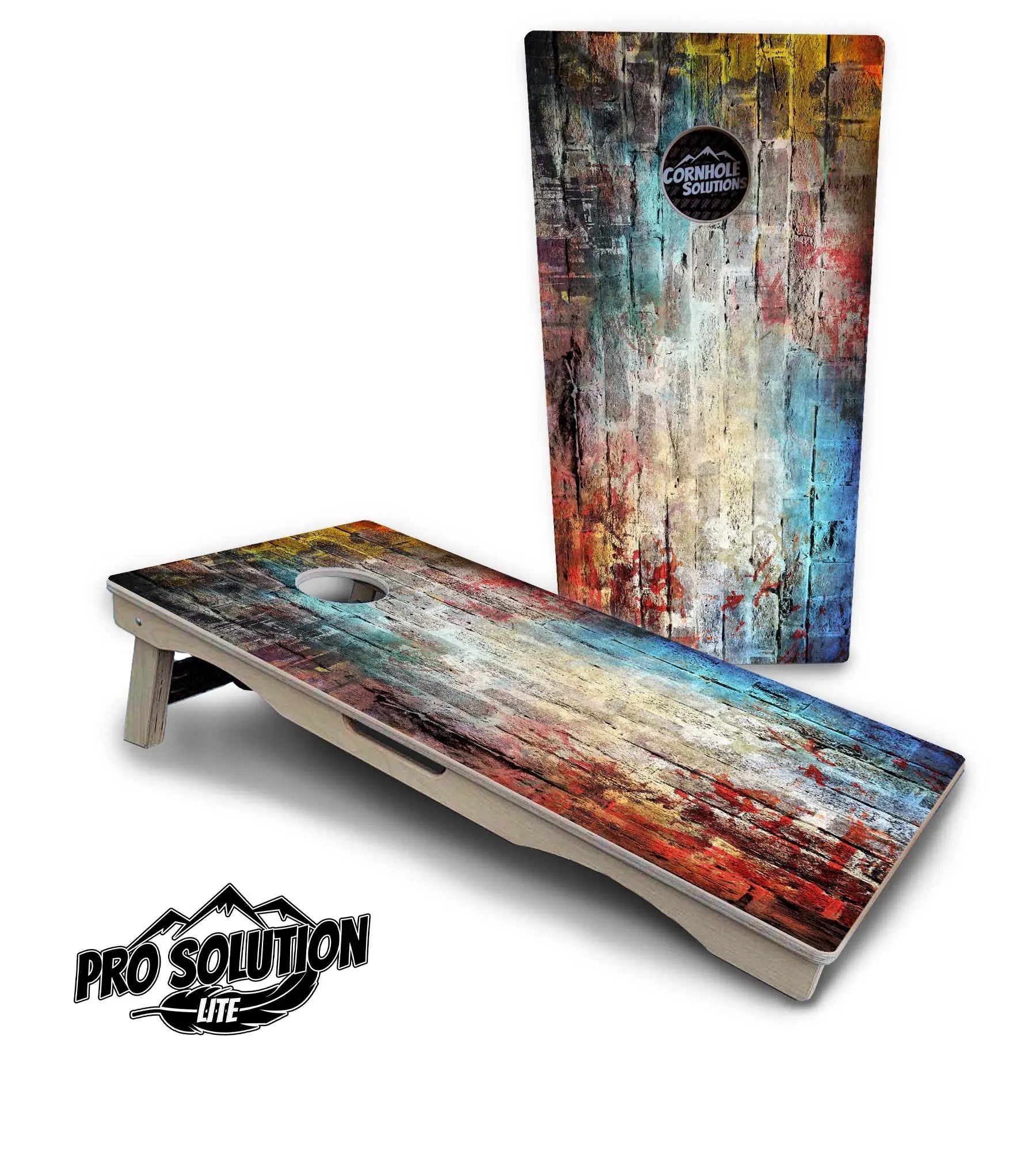 Colorful Brick Cornhole Boards - Pro Solution Lite Series by Cornhole Solutions, custom cornhole board detail photo 2