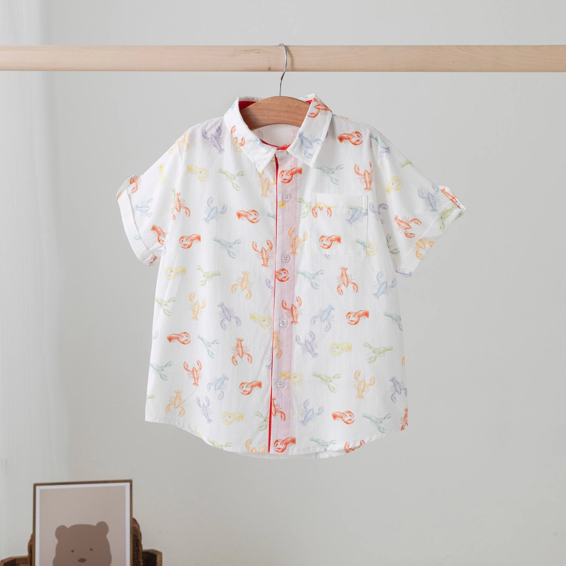 Colorful Claws Short Sleeve Collared Crawfish Shirt Nola Tawk