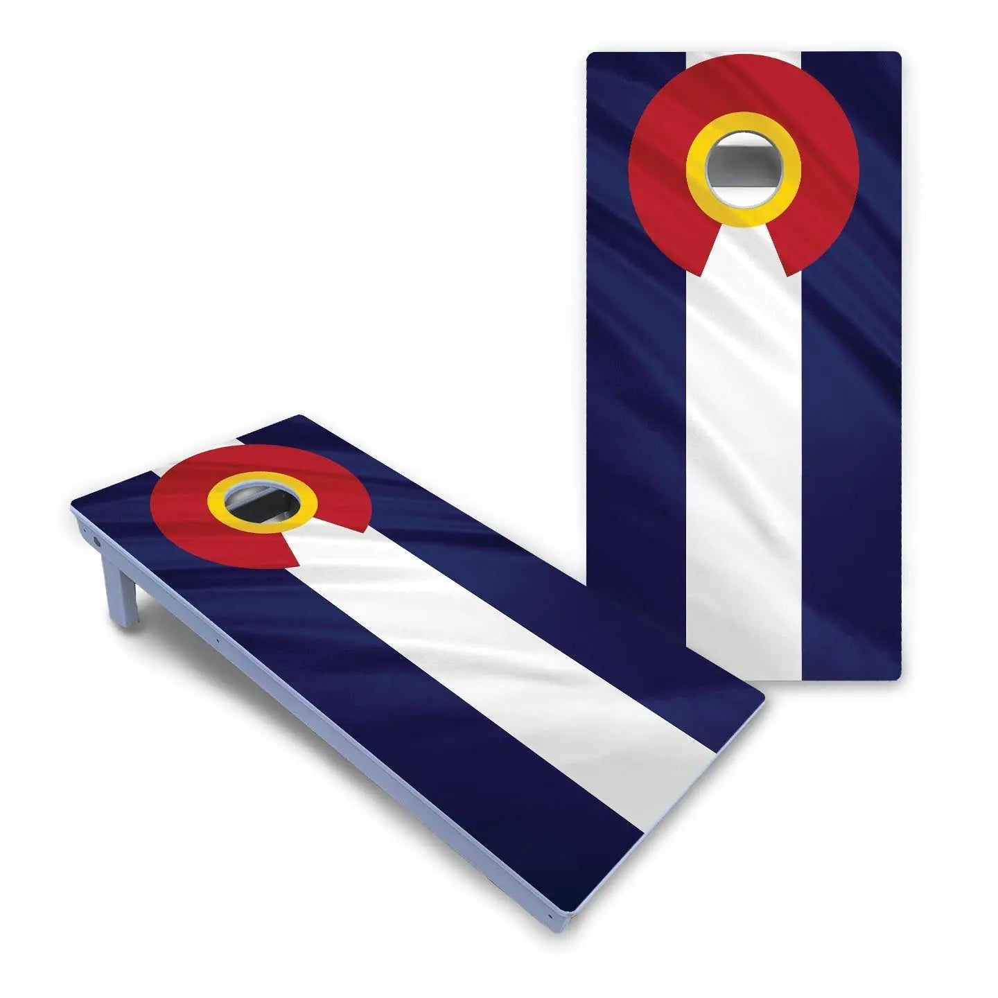 Colorful Colorado Flag Cornhole Boards - All Weather Series by Cornhole Solutions, custom cornhole board detail photo 2