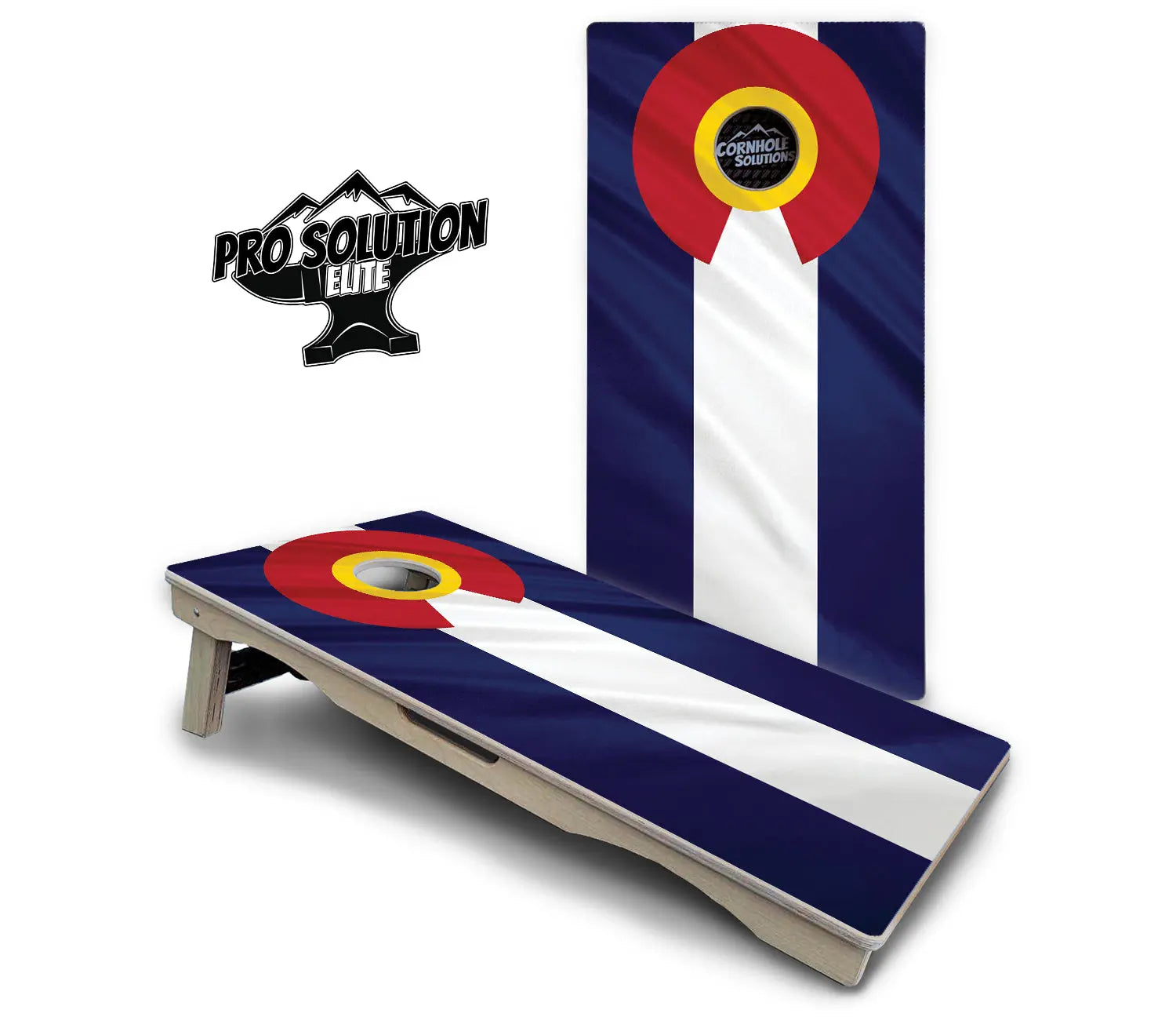 Colorful Colorado Flag Cornhole Boards - Pro Solution Elite Series by Cornhole Solutions, custom cornhole board detail photo 2