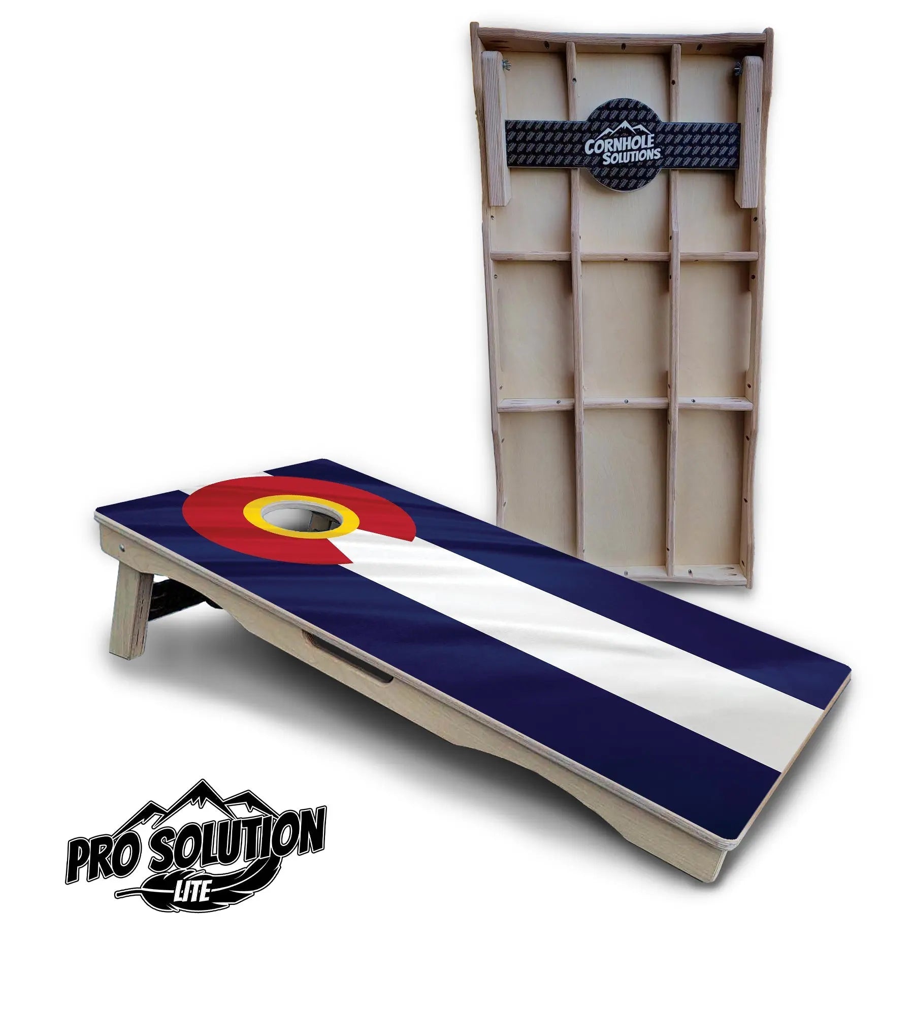 Colorful Colorado Flag Cornhole Boards - Pro Solution Lite Series by Cornhole Solutions, custom cornhole board main product photo