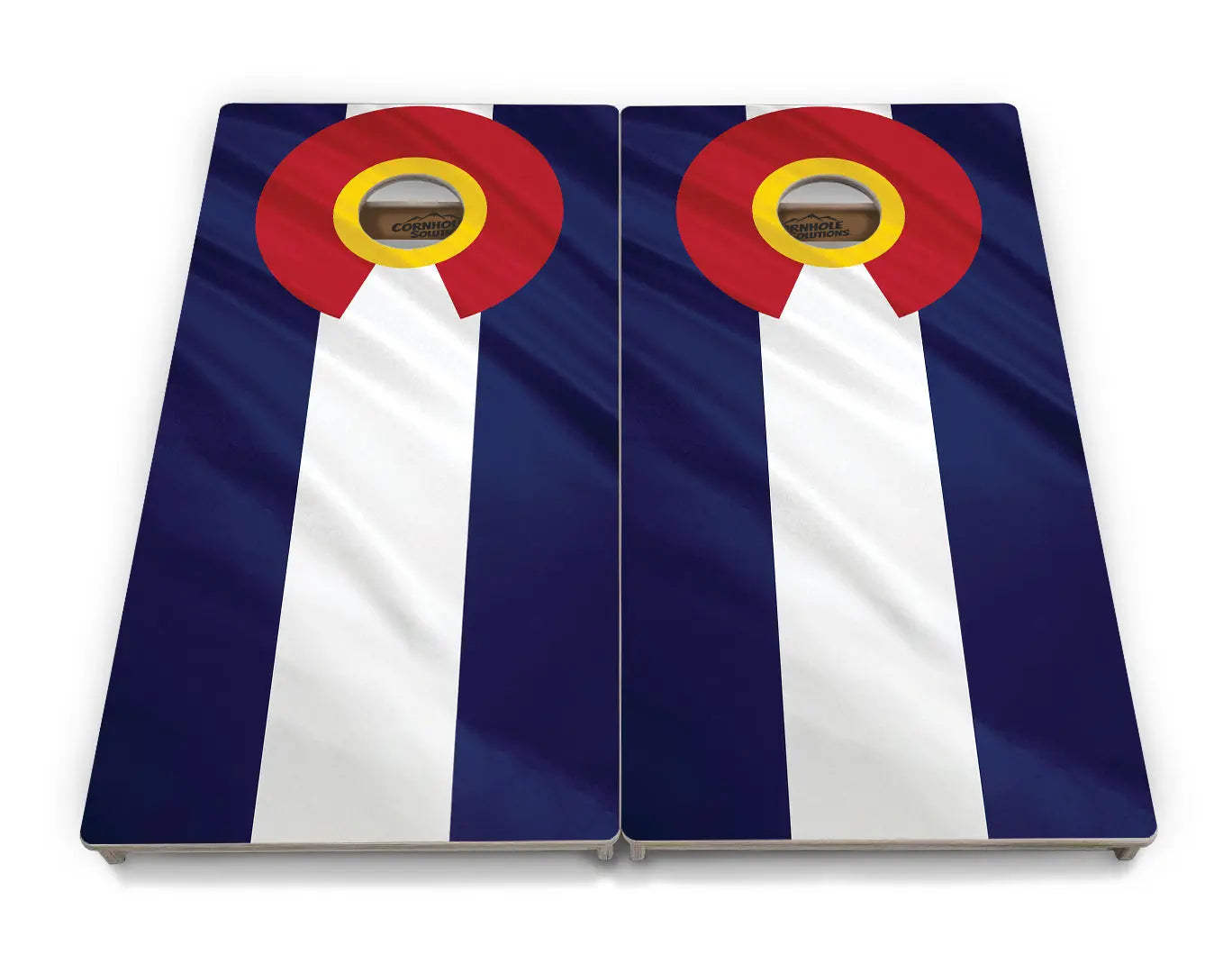 Colorful Colorado Flag Cornhole Boards - Professional Tournament Series by Cornhole Solutions, custom cornhole board detail photo 2