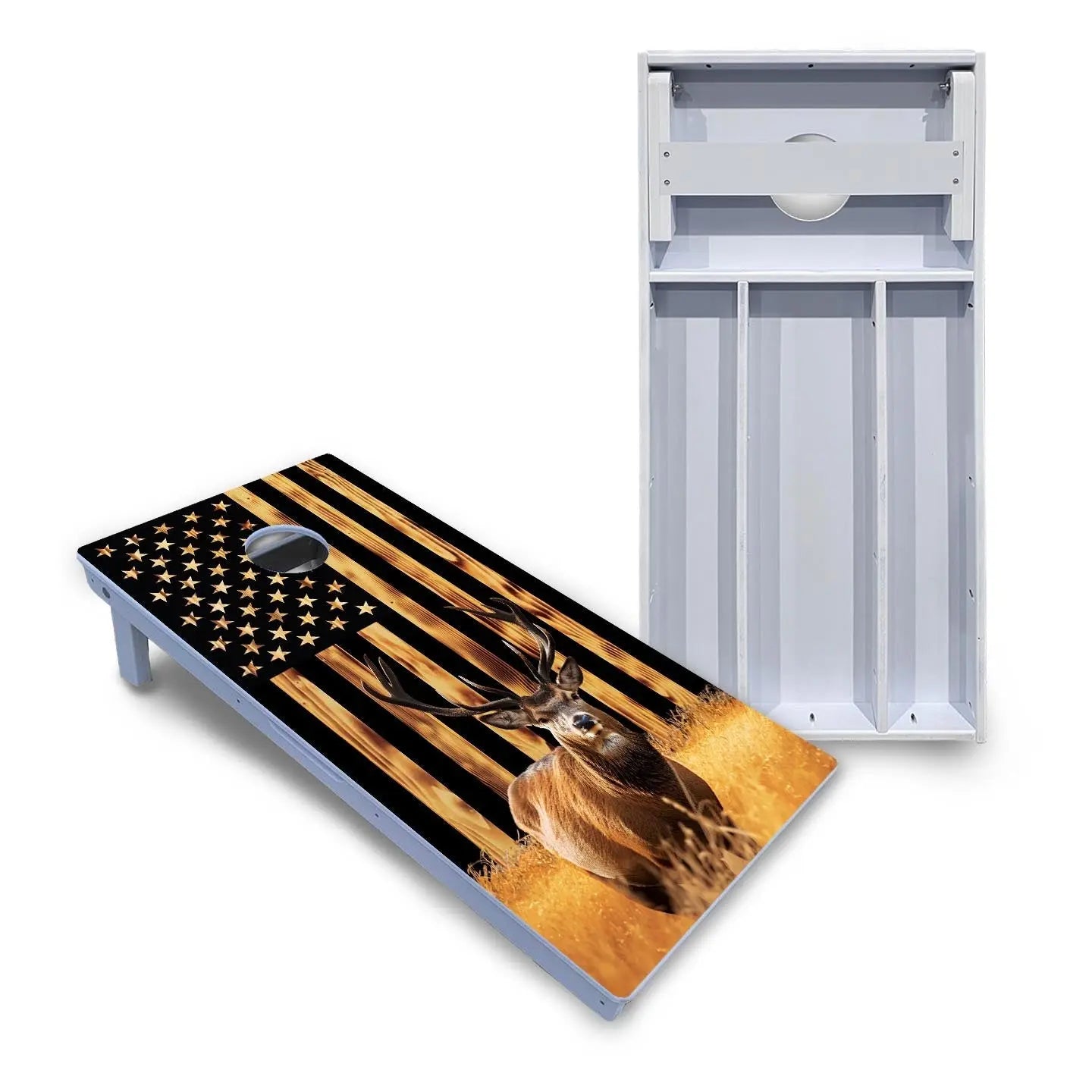 Colorful Deer & Fish Cornhole Boards - All Weather Series by Cornhole Solutions, custom cornhole board main product photo
