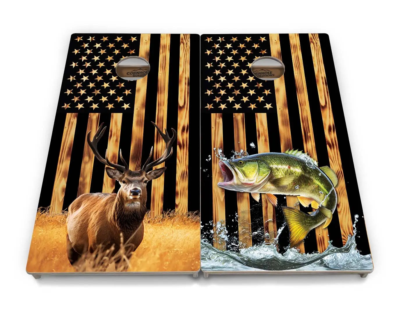 Colorful Deer & Fish Cornhole Boards - Professional Tournament Series Cornhole Solutions