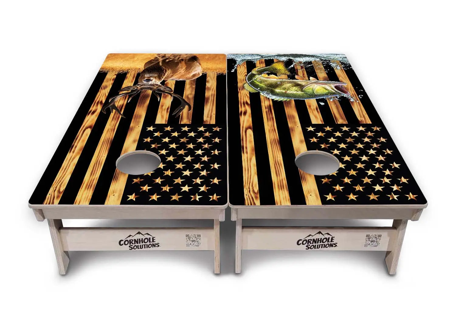 Colorful Deer & Fish Cornhole Boards - Professional Tournament Series Cornhole Solutions