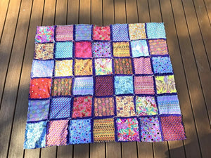 Colorful Rag Quilt Throw, Cotton Patchwork Lap Quilt with Soft Fleece Backing, Handmade Boho Couch Blanket, Bright Scrap Quilt Gift Maypop House Designs
