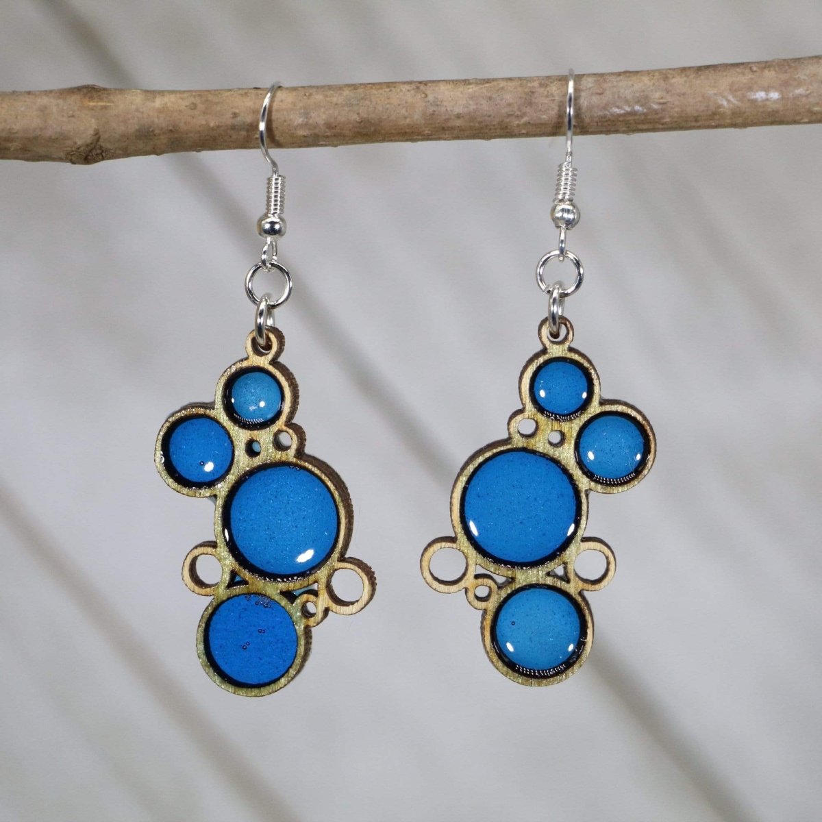 Colorful Boho Bubble Wooden Resin Earrings | Retro Statement Jewelry