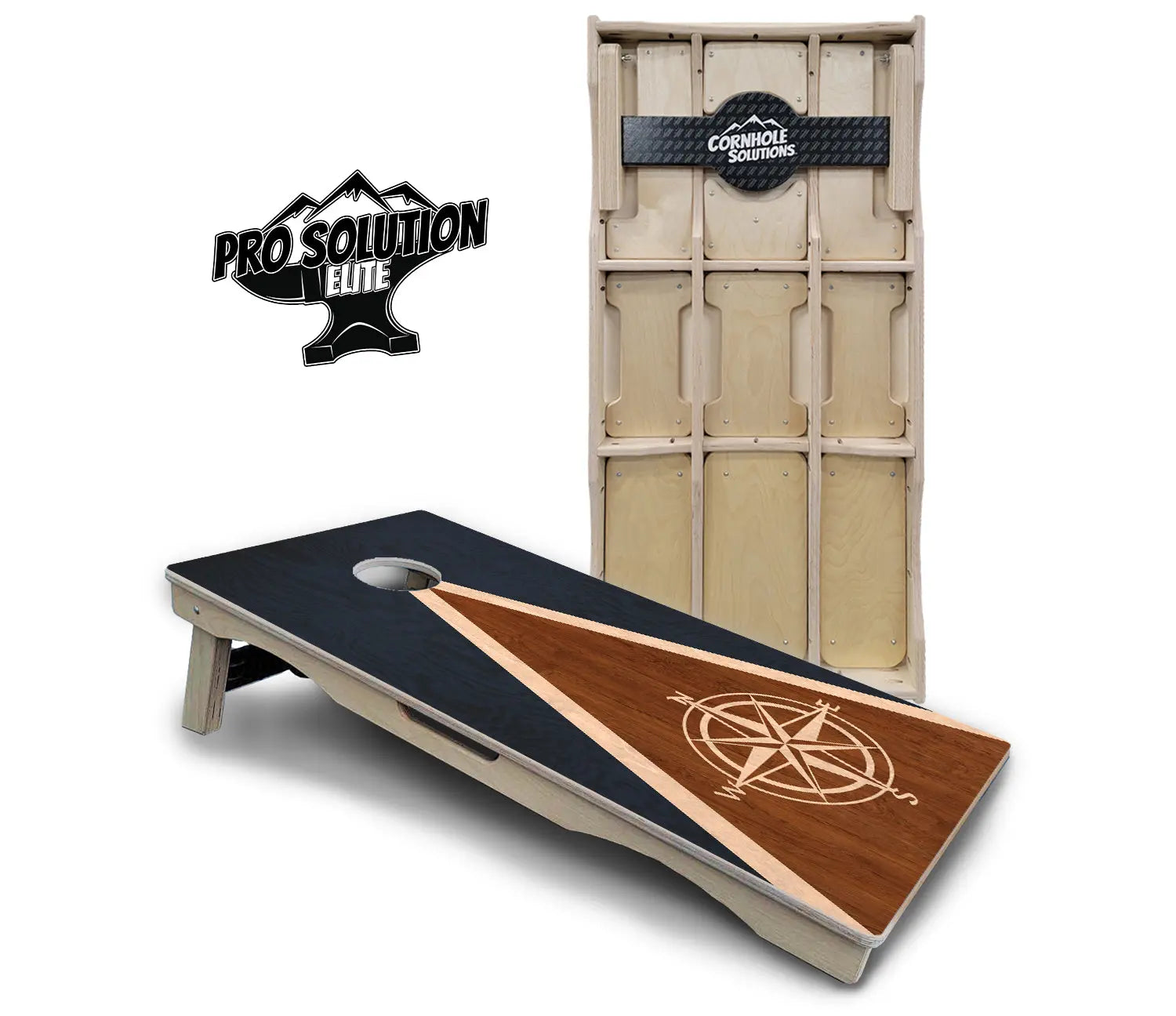 Compass Stain Triangle Cornhole Boards - Pro Solution Elite Series by Cornhole Solutions, custom cornhole board main product photo