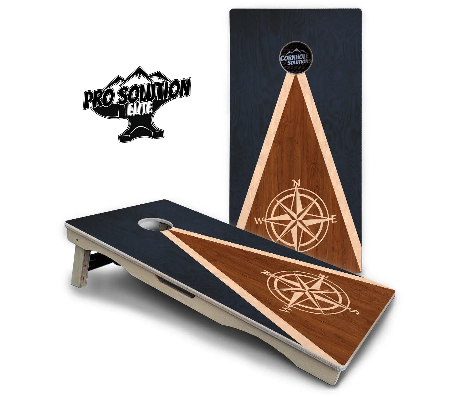 Compass Stain Triangle Cornhole Boards - Pro Solution Elite Series by Cornhole Solutions, custom cornhole board detail photo 2