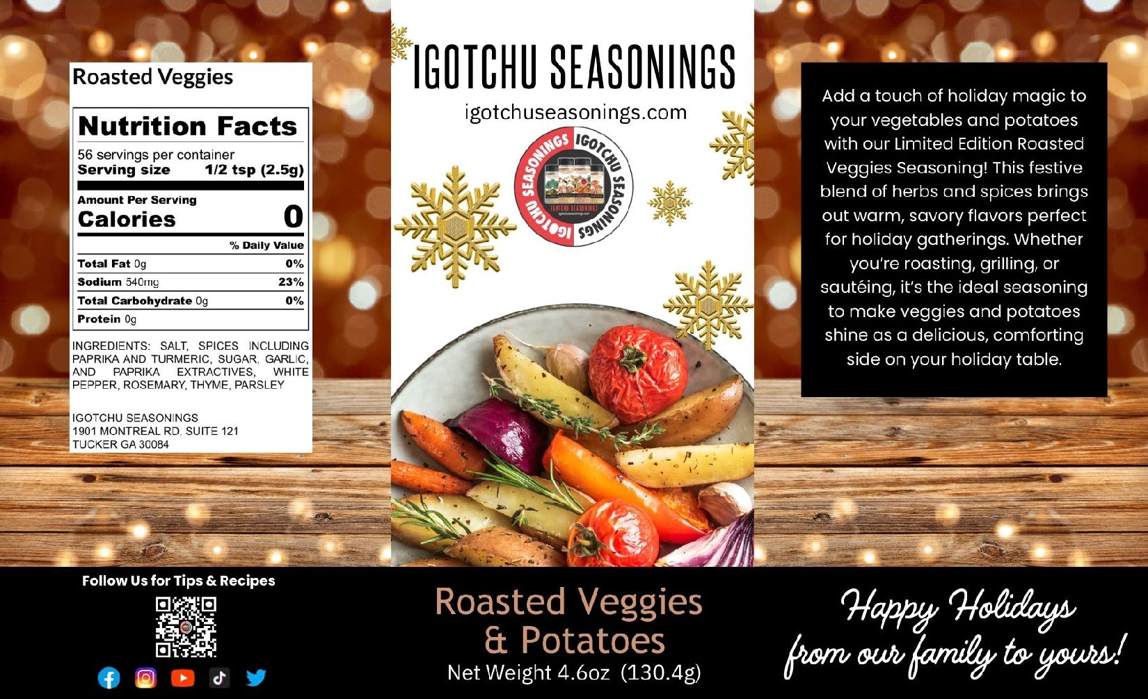 Roasted Veggie 5.5 oz Holiday Limited Edition by Igotchu Seasonings, Southern food gift detail photo 2
