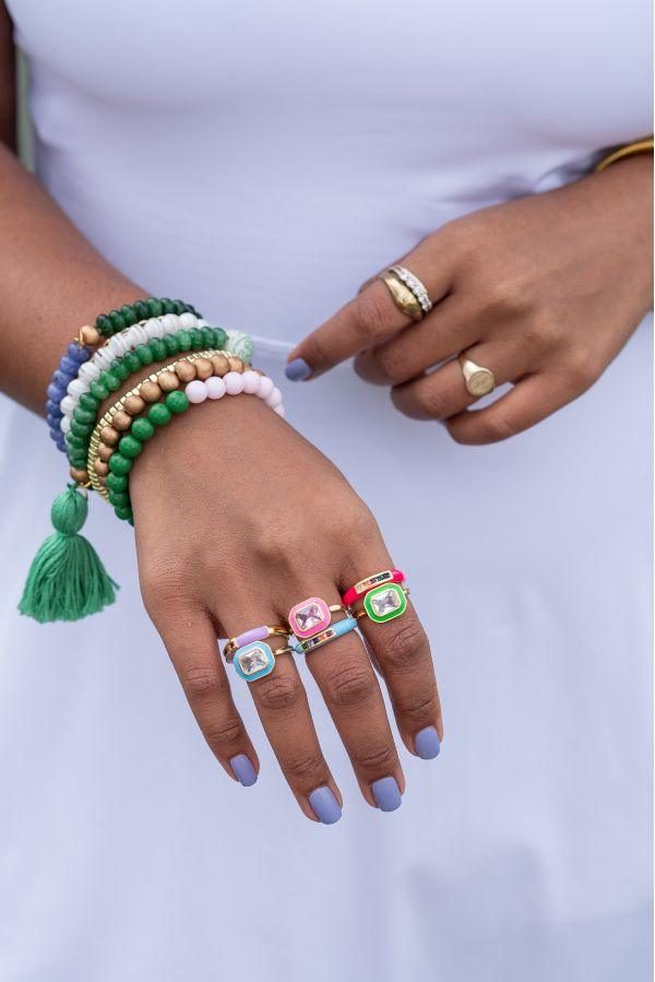 The Melrose Ring in Pink detail view by The Tiny Tassel