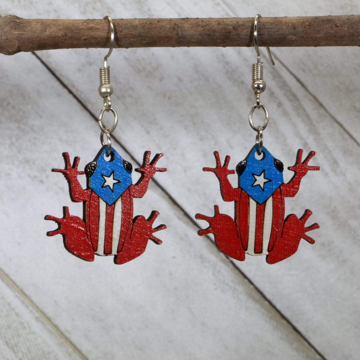 Coquí Frog Wooden Earrings | Puerto Rico Island Jewelry