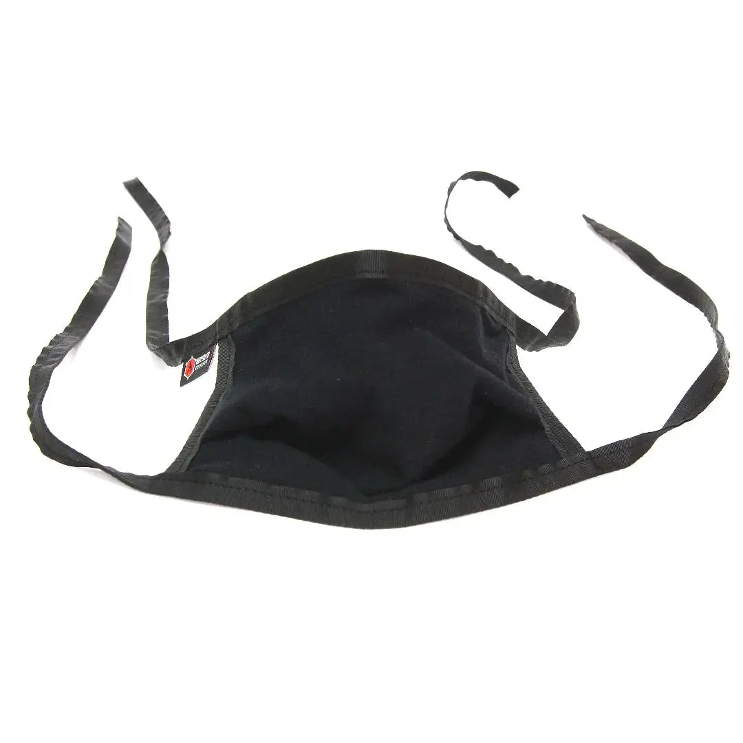Black cotton face mask with adjustable tie straps and nose wire