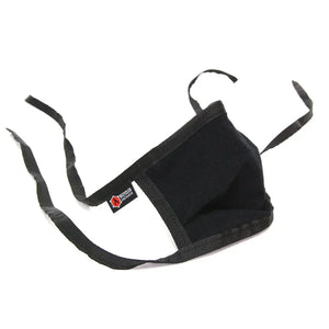 Black cotton face mask with adjustable nose wire and Recycled Firefighter logo.