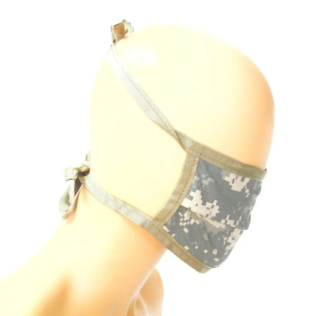 Digital camouflage cotton face mask on a mannequin head