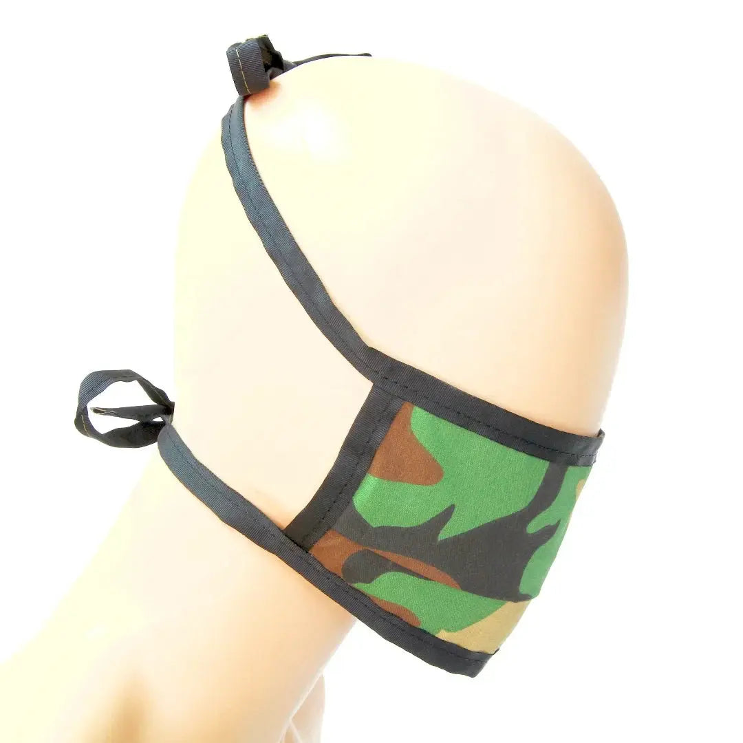 Camouflage cotton face covering with adjustable ties