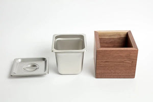 Countertop Compost Bin - Noaway© in Walnut Wood and Stainless Steel by Alabama Sawyer, Southern lifestyle apparel detail photo 9