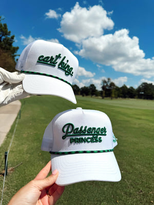 Couples Golf Hat - White Vintage Trucker Hat by KenzKustomz, Southern lifestyle apparel main product photo