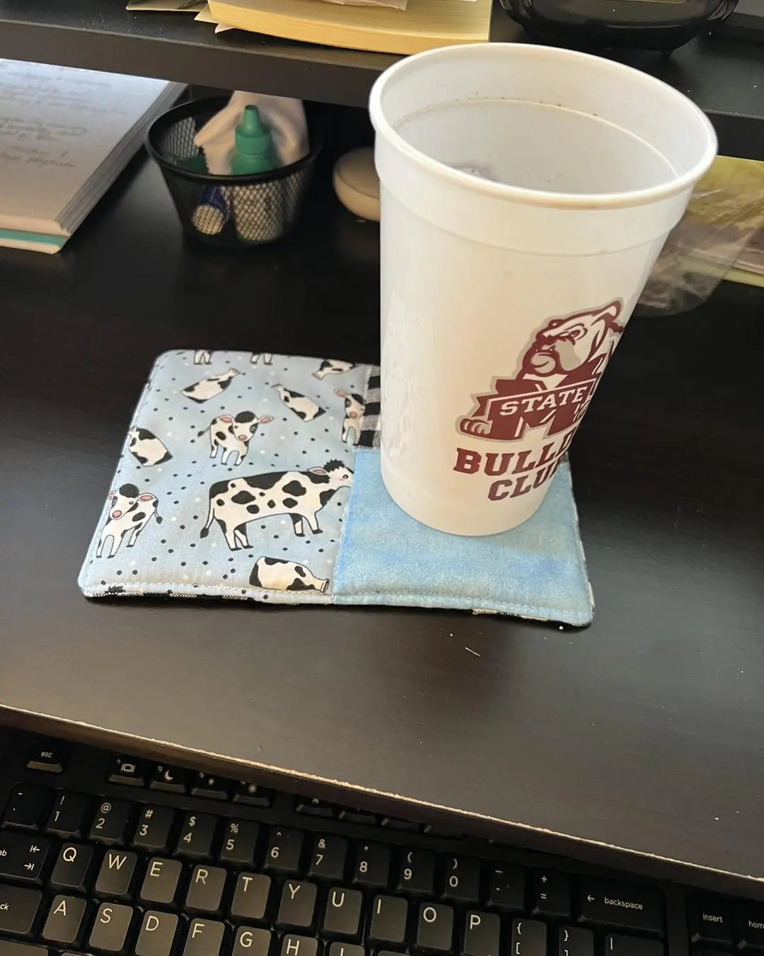 Cow mug rug East Mississippi Creations