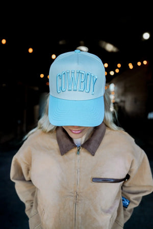 Cowboy - Baby Blue Vintage Trucker Hat KenzKustomz