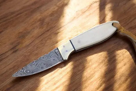 Cowboy Buckaroo Knife – Damascus Steel with Deer Bone Handle by Damascus Knife Store, Damascus knife main product photo