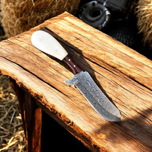 Cowboy Knife with Sheath | Rustic Summer Handmade Damascus Knife Damascus Knife Store