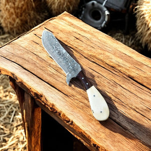 Cowboy Knife with Sheath | Rustic Summer Handmade Damascus Knife Damascus Knife Store