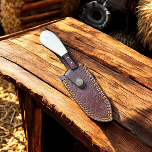 Cowboy Knife with Sheath | Rustic Summer Handmade Damascus Knife Damascus Knife Store