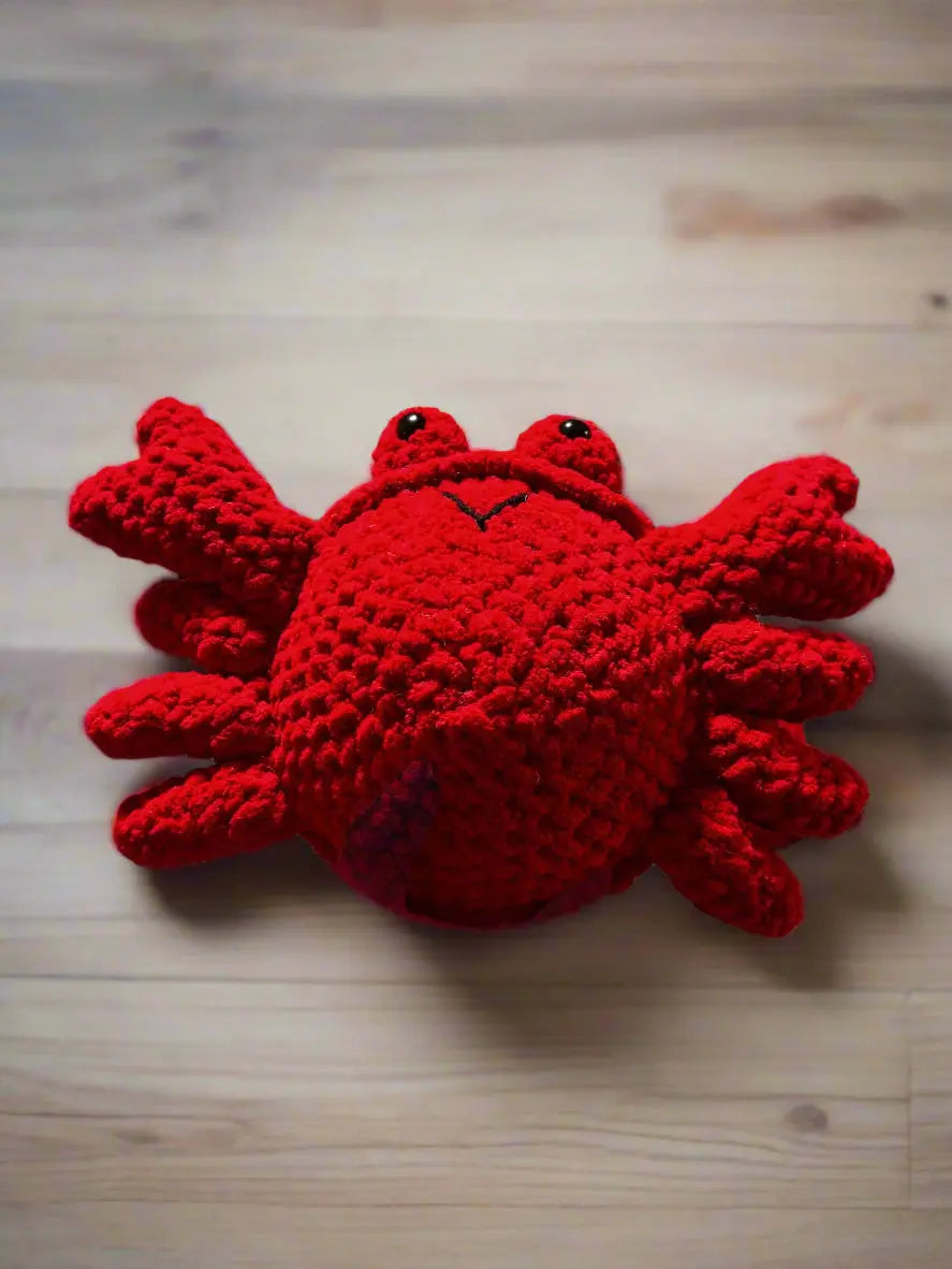 Handmade Crochet Crab Plush - Red Stuffed Sea Creature Toy - Main Street Collective L.L.C. Crabby