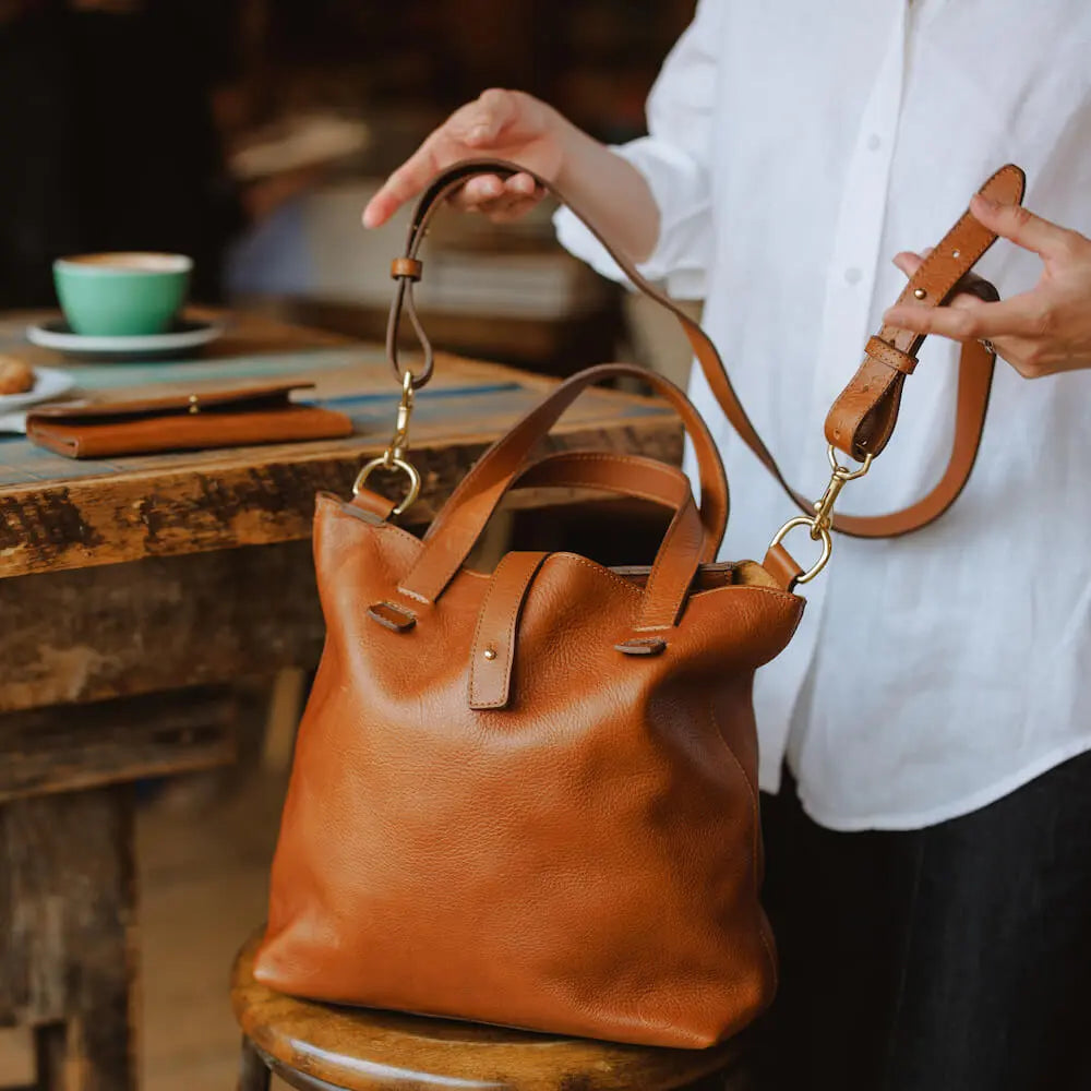 Craft & Forge Leather Tote by Mission Mercantile Leather Goods, handmade leather goods main product photo