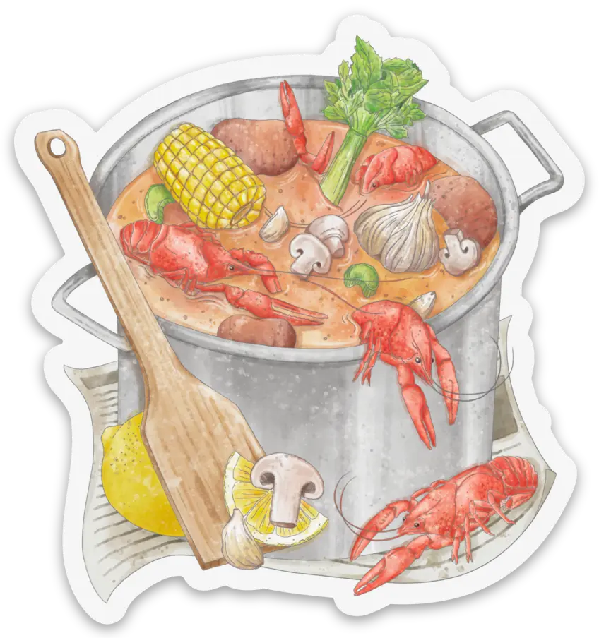 Crawfish Boil Die Cut Sticker Nola Tawk