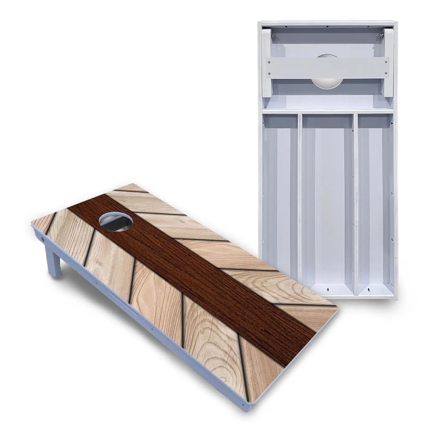 Cream Planks Cornhole Boards - All Weather Series by Cornhole Solutions, custom cornhole board main product photo