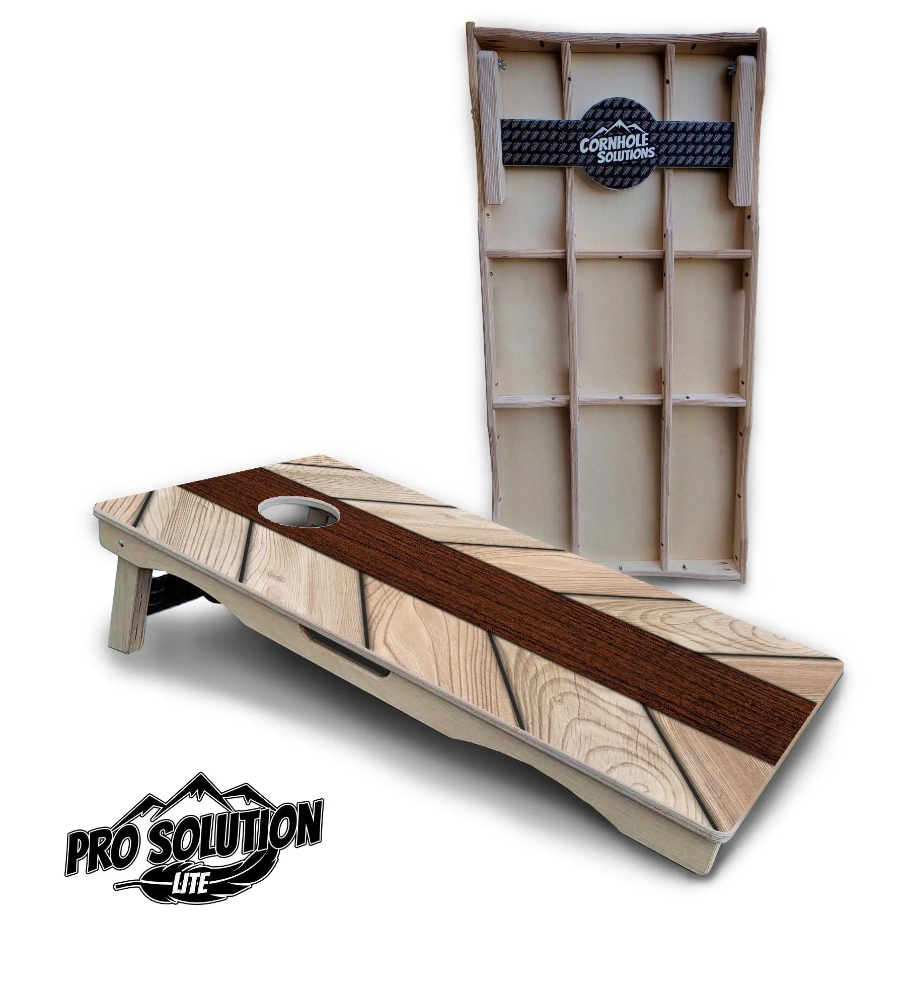 Cream Planks Cornhole Boards - Pro Solution Lite Series by Cornhole Solutions, custom cornhole board main product photo