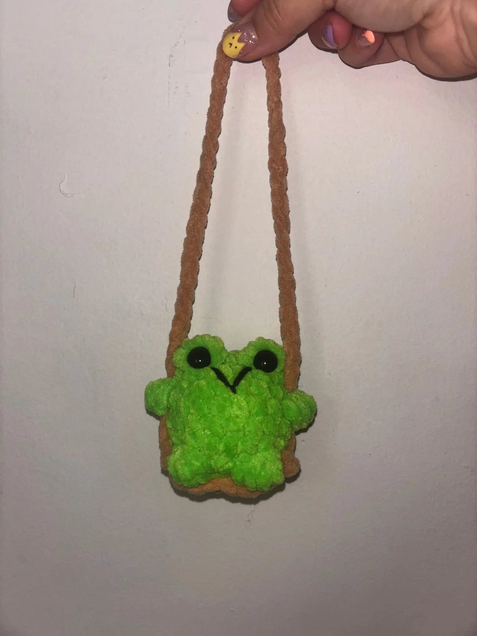 Crocheted Frog Car Swing by Klassy Krafts, ornament main product photo