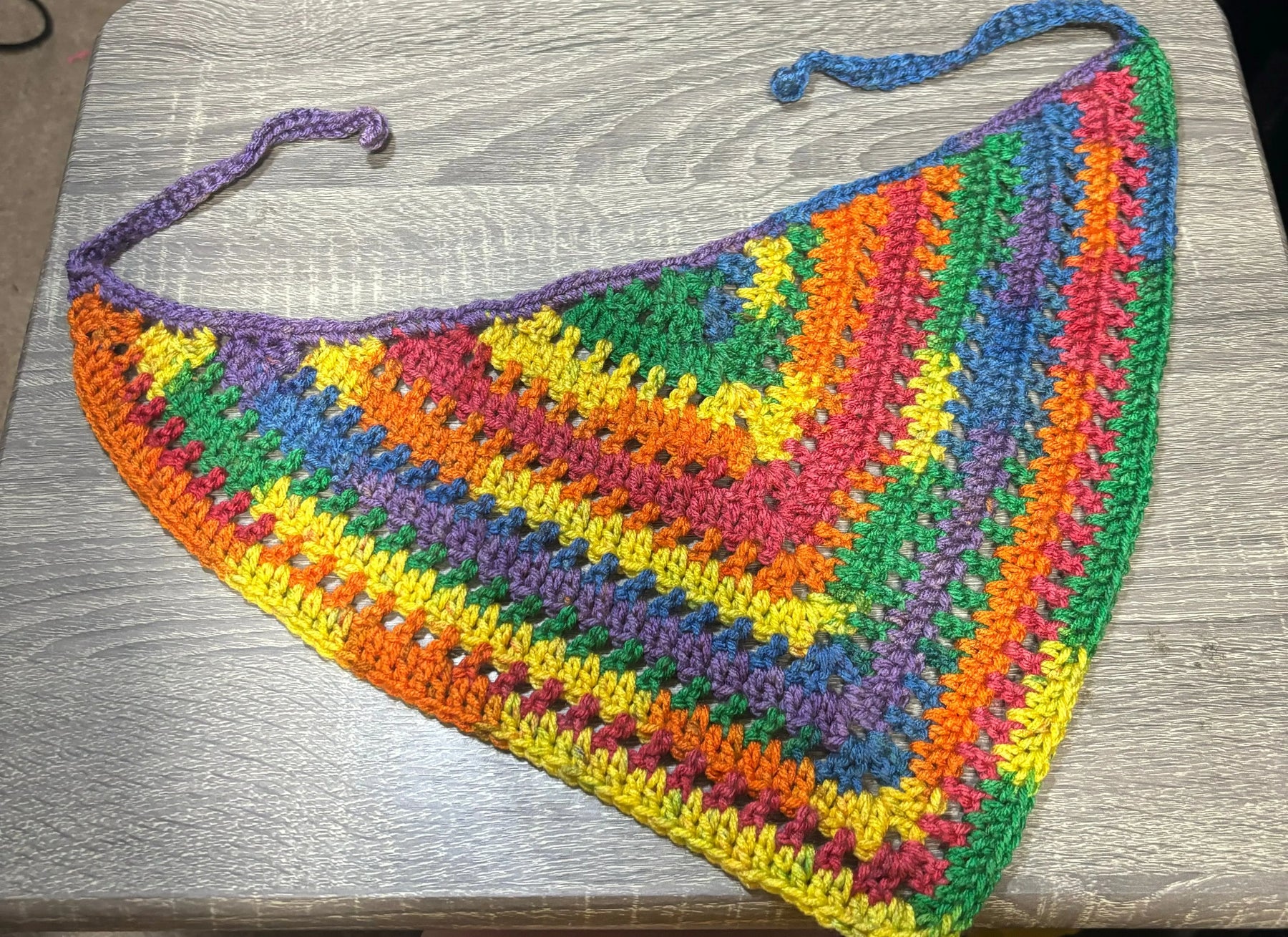 Crocheted Pride Flag Bandana - Handmade LGBTQ Accessories Mississippi Klassy Krafts