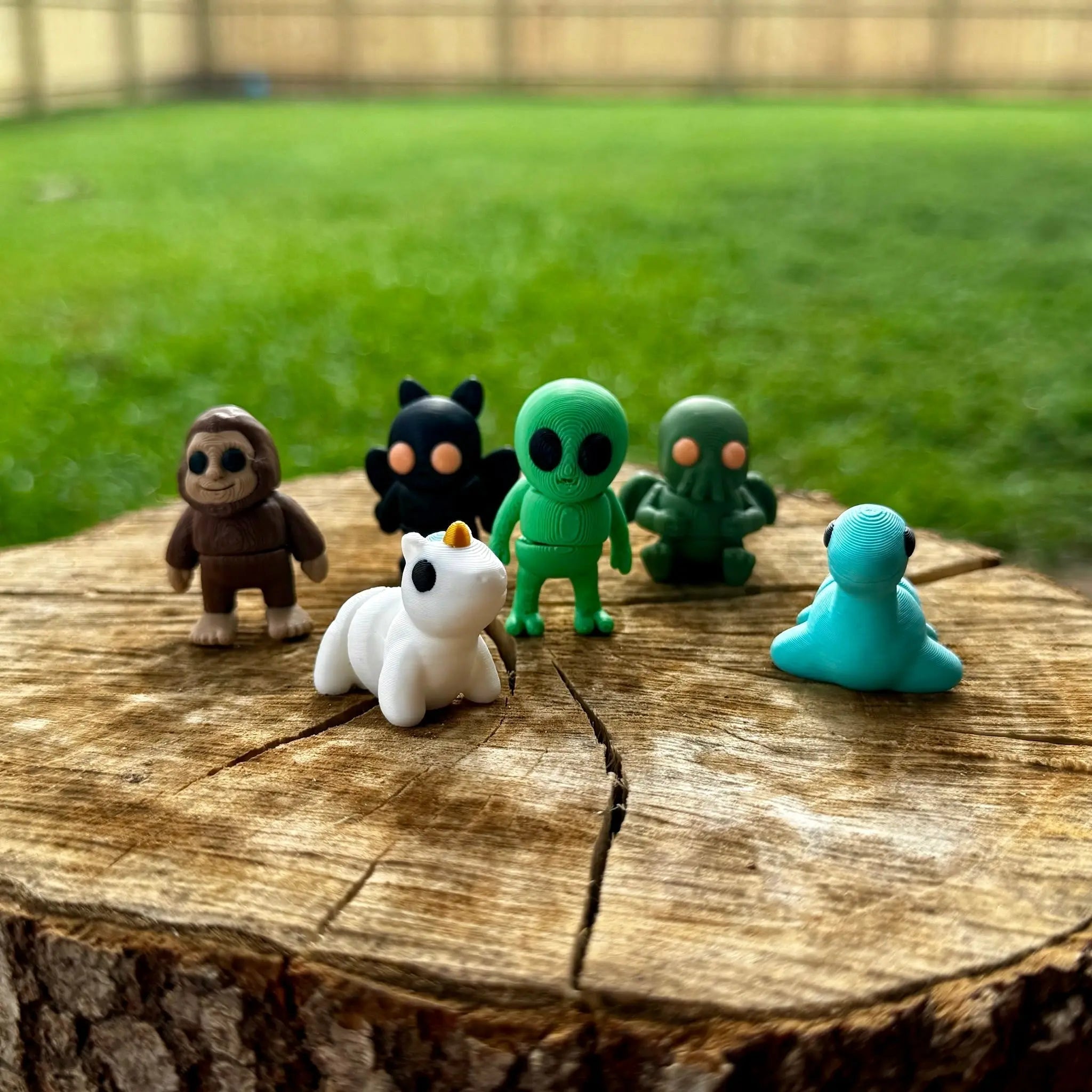 Cryptid Critters Fidget Bundle: 3D Printed Mythical Creatures - Mothman, Bigfoot, Nessie, Alien, Unicorn, Cthulhu by Main Street Collective