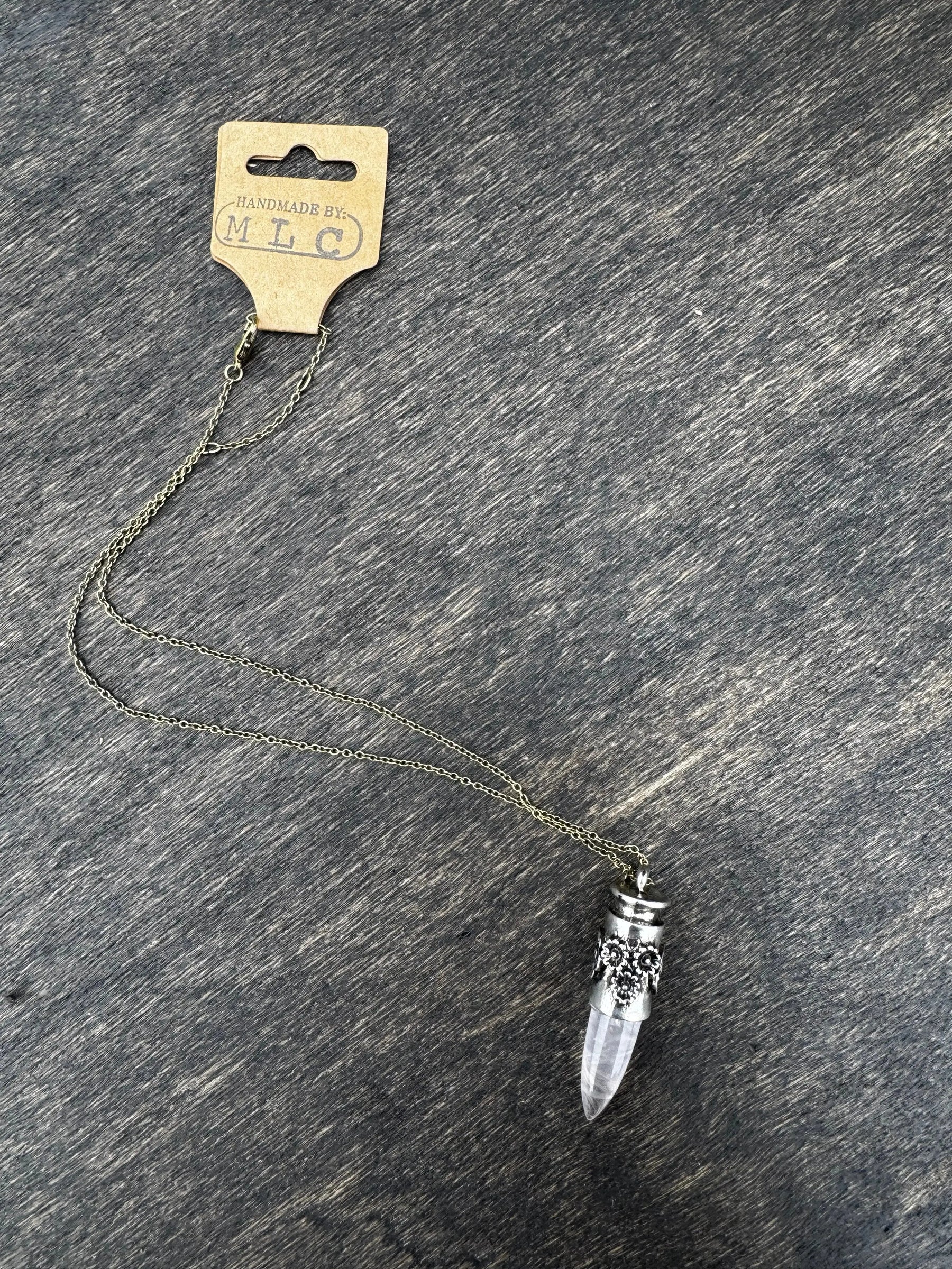 Crystal Rose Bullet Necklace by Mushroom Lady Co, handmade jewelry detail photo 2