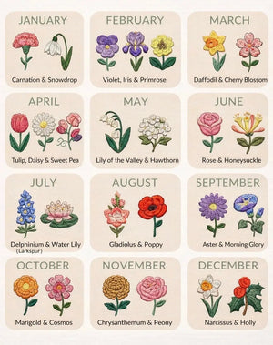 Custom Birth Month Flower Shirt, Embroidered Family Garden Shirt Poor Hog Customs