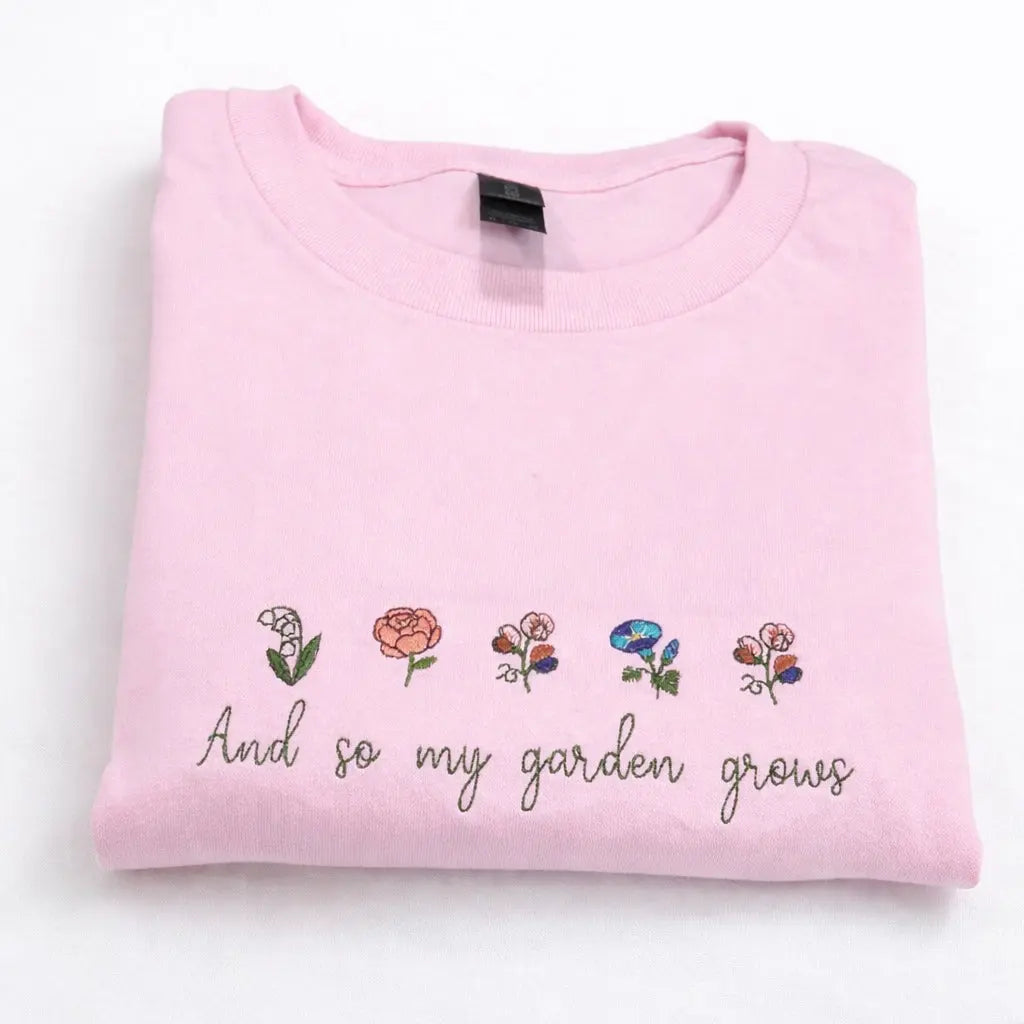 Custom Birth Month Flower Shirt, Embroidered Family Garden Shirt Poor Hog Customs