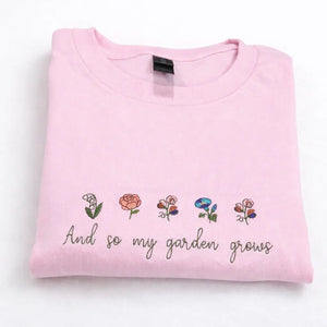 Custom Birth Month Flower Shirt, Embroidered Family Garden Shirt Poor Hog Customs