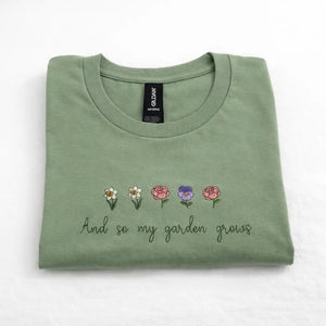 Custom Birth Month Flower Shirt, Embroidered Family Garden Shirt Poor Hog Customs