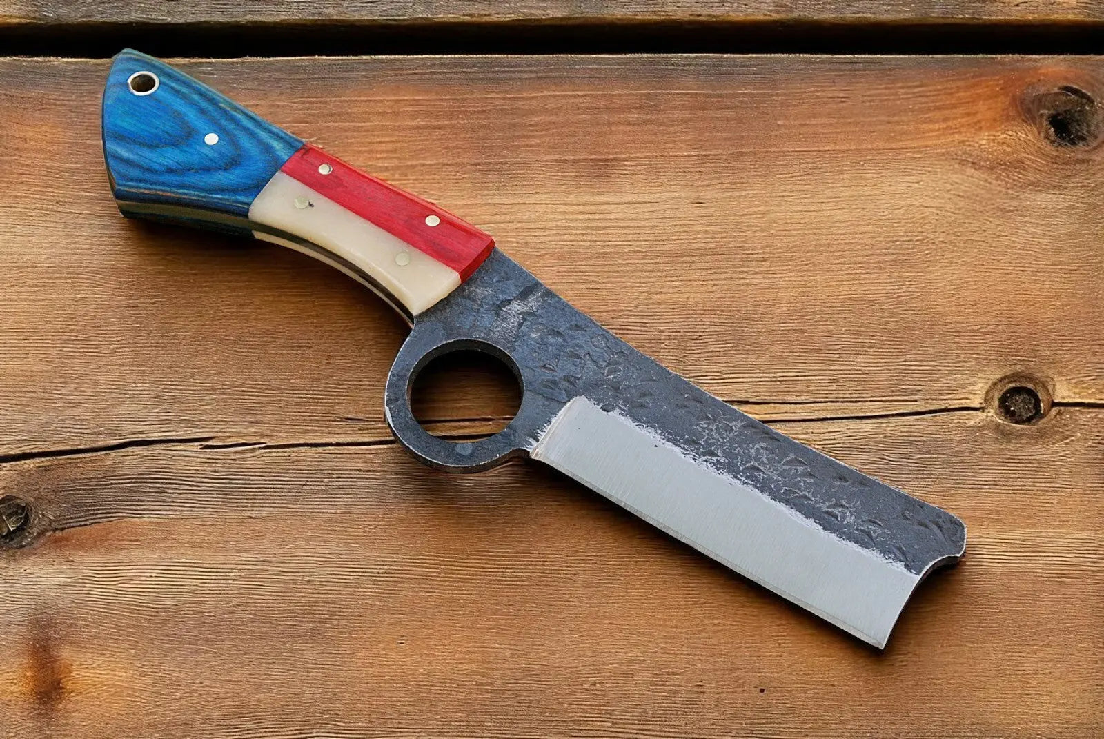 Custom Bull Cutter Knife | Bone & Wood Handle Damascus Knife Store