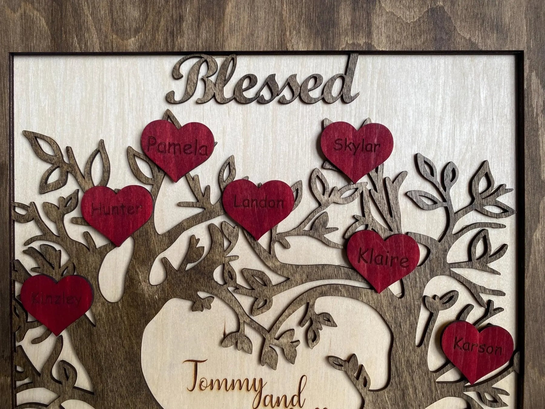 Handcrafted Wood Family Tree Sign: Personalized Gift with Engraved Names - Anniversary Keepsake