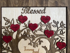Handcrafted Wood Family Tree Sign: Personalized Gift with Engraved Names - Anniversary Keepsake