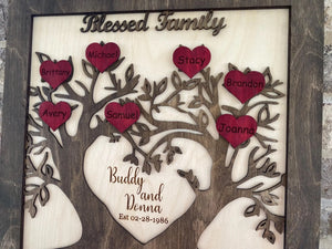 Personalized Family Tree Sign: Custom Wood Art with Names & Anniversary Date - A Unique Keepsake Gift