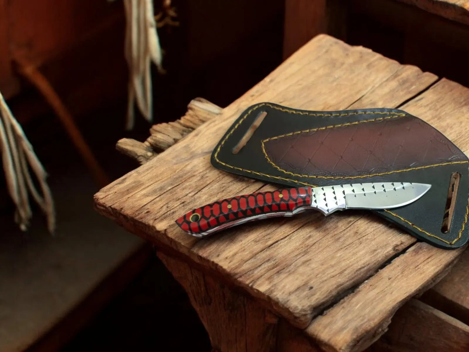 Custom Handmade Belt Knife – Rasp Tool Steel Blade Damascus Knife Store